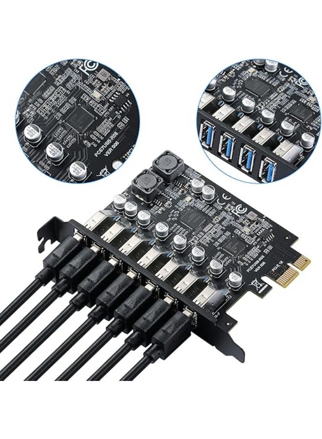 Universal 7-Port PCI Express USB 3.0 Expansion Card for Desktop PCs with High-Speed Data Transfer - Image 3
